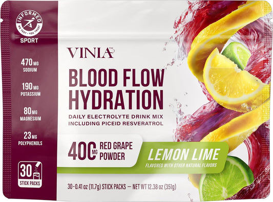 VINIA Resveratrol Electrolyte Hydration Powder Mix | Boost Blood Flow &amp; Circulation | Sea Salt, Coconut Water Potassium, Magnesium, - dailyvitalstore
