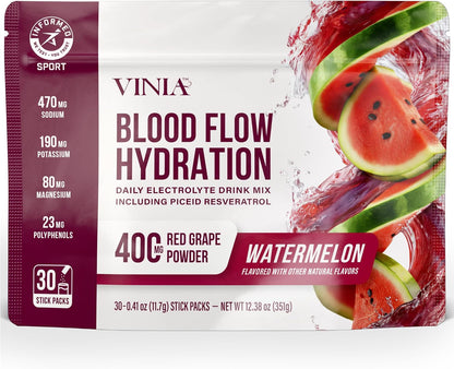 VINIA Resveratrol Electrolyte Hydration Powder Mix | Boost Blood Flow & Circulation | Sea Salt, Coconut Water Potassium, Magnesium, Informed Sport Certified - dailyvitalstore