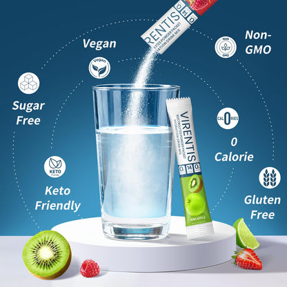 VIRENTIS 16 Sticks Electrolytes Powder Packets Sugar Free Hydration Packets, 8 Flavors Liquid Daily IV Electrolyte Drink Mix for Rehydration - dailyvitalstore