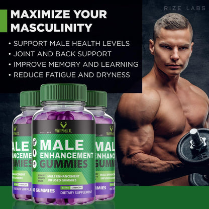 VirilPlex XL Male Performance Gummies, Premium Formula for Health and Wellbeing, VirilPlex XL for Men Gummys to Deliver Peak Performance Benefits, VirilPlexXL Gomitas (60 Gummies) - dailyvitalstore