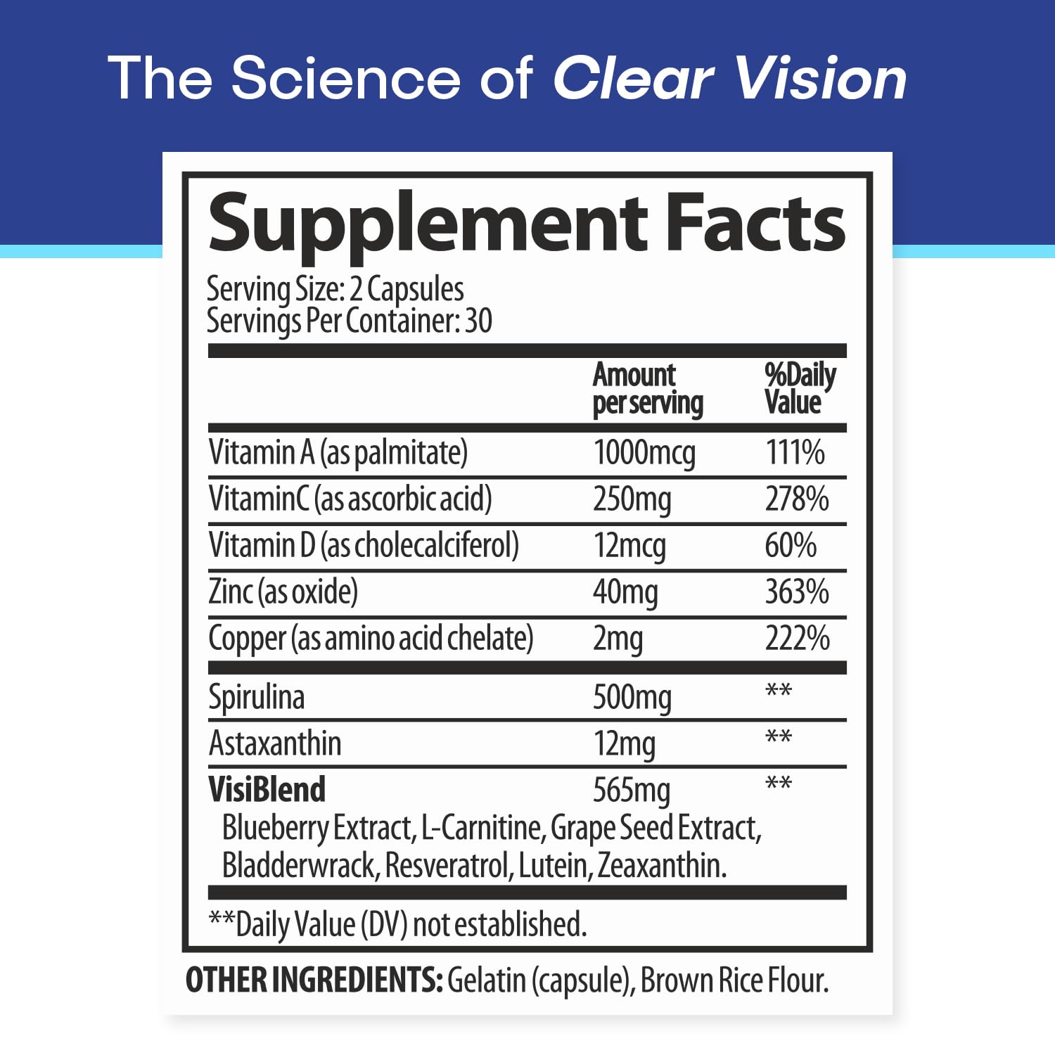 VisiUltra Eye Health Supplement – 14 Essential nutrients for Clear Vision, Blue Light Protection, and Long-Term Eye Health. Supports Clarity and Eye Wellness. 60 Capsules. (1 Pack) - dailyvitalstore