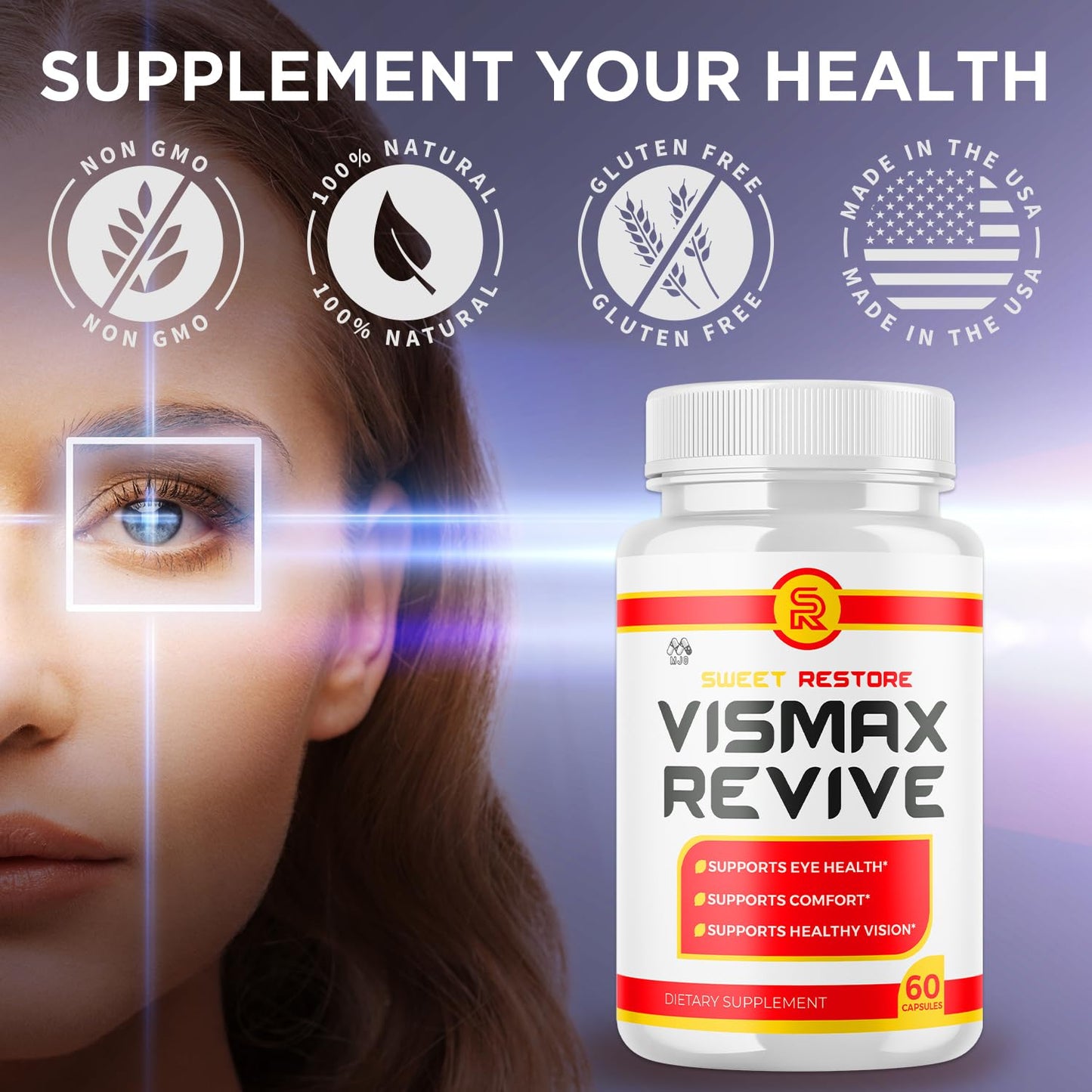 Vismax Revive Capsules, Official VismaxRevive Vision Support Supplement with All Natural Ingredients, Advanced Eye Health Formula and Vision Vitamin Supporting Wellness Naturally (60 Capsules) - dailyvitalstore