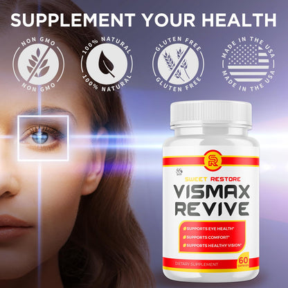 Vismax Revive Capsules, Official VismaxRevive Vision Support Supplement with All Natural Ingredients, Advanced Eye Health Formula and Vision Vitamin Supporting Wellness Naturally (60 Capsules) - dailyvitalstore