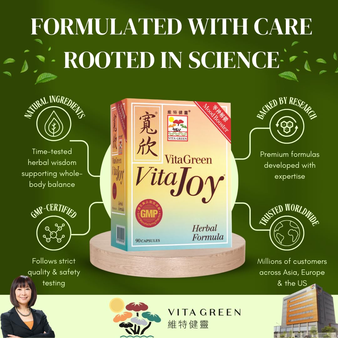 Vita Green Stress Support Supplement - Calm, Balance and Restful Nights - Promotes Relaxation and Emotional Wellness - Natural Formula to Unwind and Stay Centered - 90 Capsules - dailyvitalstore