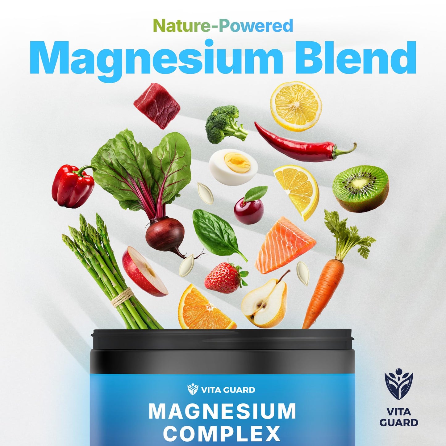 Vita Guard Magnesium Complex 1480mg – 10-in-1 with Glycinate, Citrate, Malate & More – High Absorption – Sleep, Muscle, Nerve & Heart Support – 90 Vegan Capsules – Non-GMO, Gluten-Free, No Sugar - dailyvitalstore