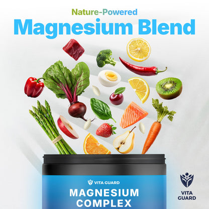 Vita Guard Magnesium Complex 1480mg – 10-in-1 with Glycinate, Citrate, Malate & More – High Absorption – Sleep, Muscle, Nerve & Heart Support – 90 Vegan Capsules – Non-GMO, Gluten-Free, No Sugar - dailyvitalstore