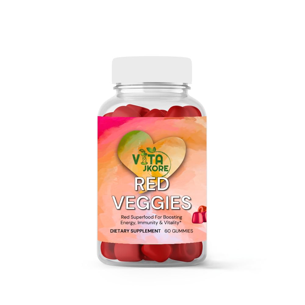 VITA JKORE Red Veggies Superfood Gummies, Energy & Immunity Booster, 60 Count Dietary Supplement, Natural Beetroot Blend - dailyvitalstore