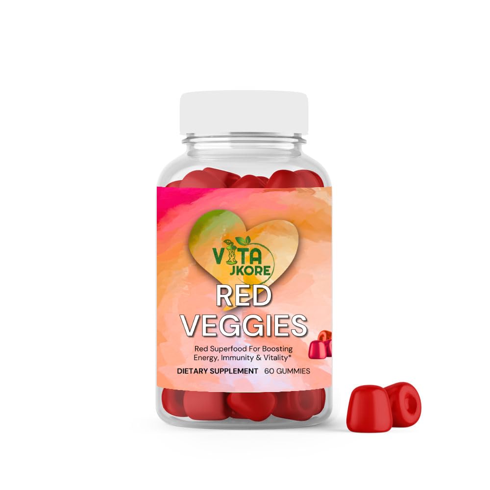 VITA JKORE Red Veggies Superfood Gummies, Energy & Immunity Booster, 60 Count Dietary Supplement, Natural Beetroot Blend - dailyvitalstore