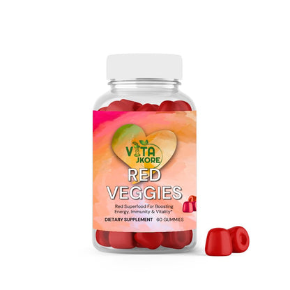 VITA JKORE Red Veggies Superfood Gummies, Energy & Immunity Booster, 60 Count Dietary Supplement, Natural Beetroot Blend - dailyvitalstore