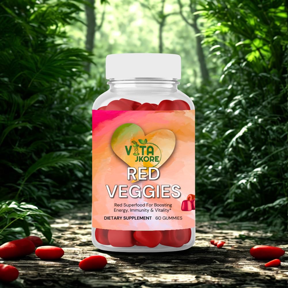 VITA JKORE Red Veggies Superfood Gummies, Energy & Immunity Booster, 60 Count Dietary Supplement, Natural Beetroot Blend - dailyvitalstore