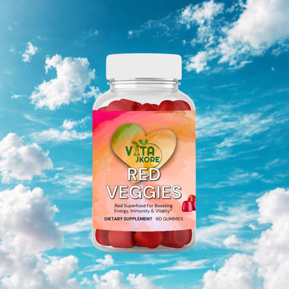 VITA JKORE Red Veggies Superfood Gummies, Energy & Immunity Booster, 60 Count Dietary Supplement, Natural Beetroot Blend - dailyvitalstore