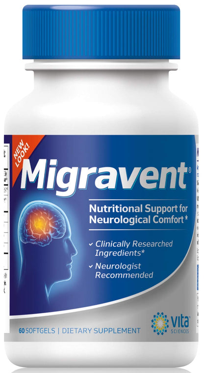 Vita Sciences Migravent – Advanced Nutritional Formula with Magnesium, CoQ10, Vitamin B2, and Butterbur for Brain and Circulatory Wellness – 60 Capsules - dailyvitalstore