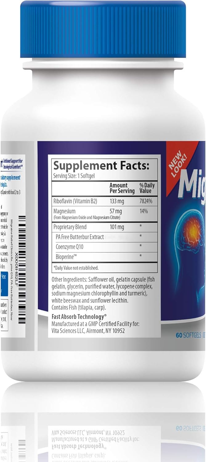 Vita Sciences Migravent – Advanced Nutritional Formula with Magnesium, CoQ10, Vitamin B2, and Butterbur for Brain and Circulatory Wellness – 60 Capsules - dailyvitalstore