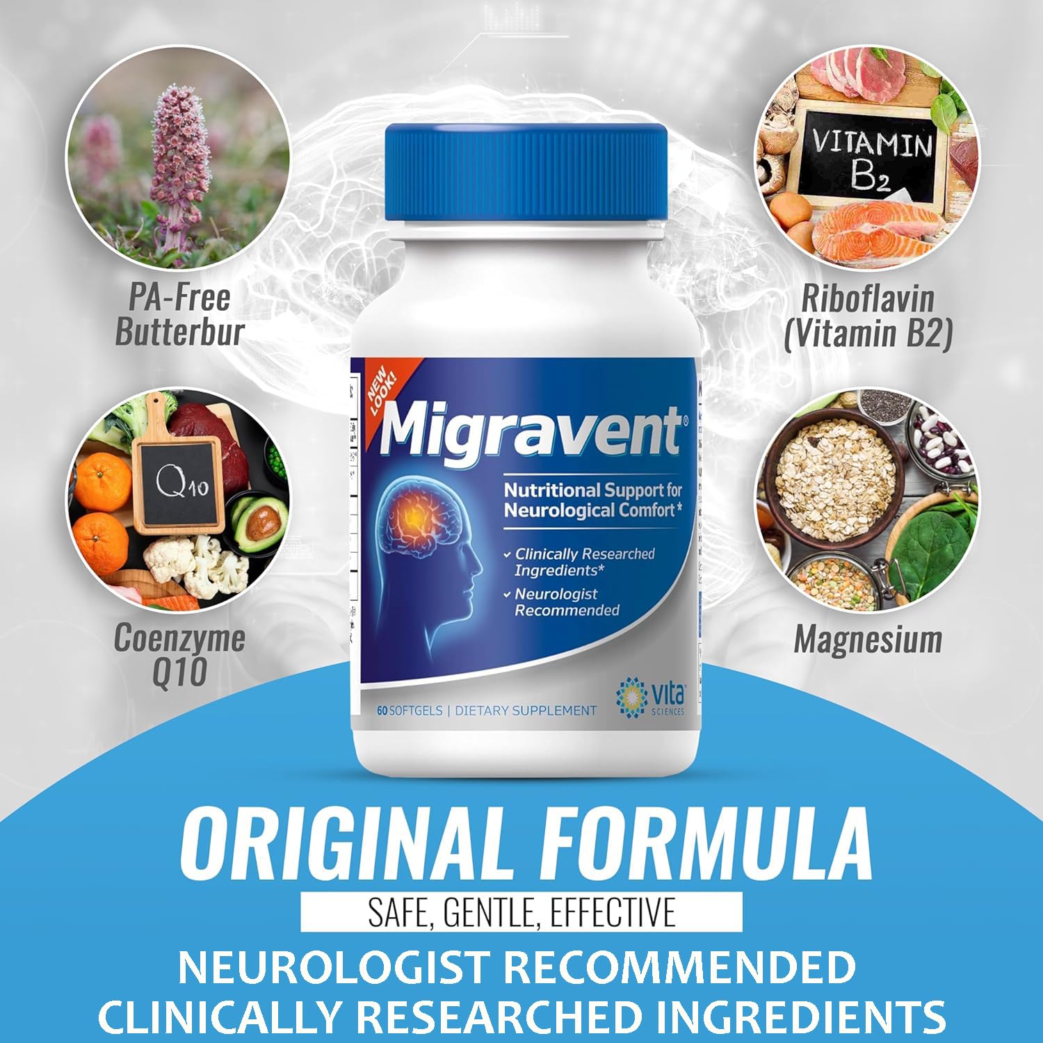 Vita Sciences Migravent – Advanced Nutritional Formula with Magnesium, CoQ10, Vitamin B2, and Butterbur for Brain and Circulatory Wellness – 60 Capsules - dailyvitalstore