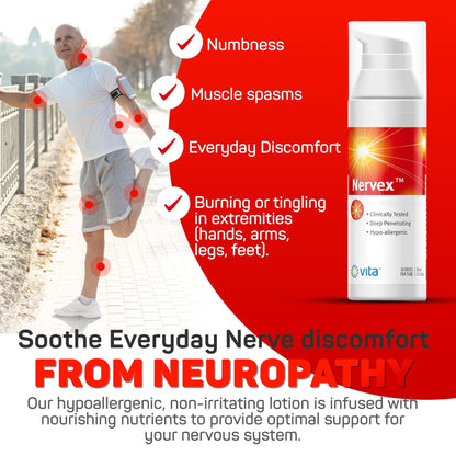 Vita Sciences Nervex Powerful Neuropathy Cream: Advanced Natural Relief for Peripheral Neuropathy, Fibromyalgia, and Fast Comfort Treatment for Feet, Hands, Legs, and Toes - dailyvitalstore