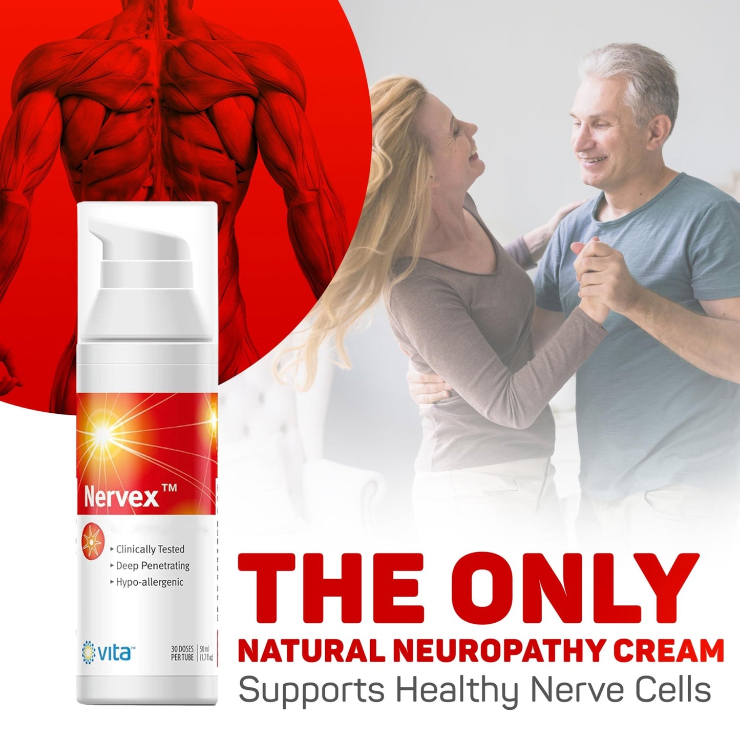 Vita Sciences Nervex Powerful Neuropathy Cream: Advanced Natural Relief for Peripheral Neuropathy, Fibromyalgia, and Fast Comfort Treatment for Feet, Hands, Legs, and Toes - dailyvitalstore