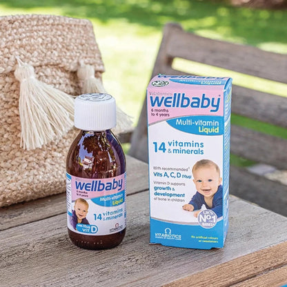 Vitabiotics Wellbaby Multi-Vitamin Liquid - Immune System Multivitamin for Infants and Babies Ages 6 Months to 4 Years - 150mL - dailyvitalstore