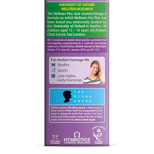 Vitabiotics Wellteen Her Plus Omega-3 - Advanced Nutritional Support for Teenagers and Young Women Ages 13-19 - dailyvitalstore