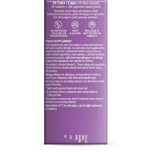 Vitabiotics Wellteen Her Plus Omega-3 - Advanced Nutritional Support for Teenagers and Young Women Ages 13-19 - dailyvitalstore