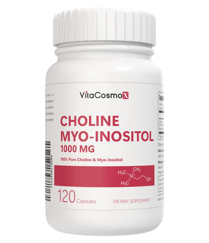 VitaCosmoX Choline and Myo-Inositol Supplement, 1000 mg Each, 120 Veggie Capsules 100% Vegetarian, Non-GMO & Gluten Free - dailyvitalstore