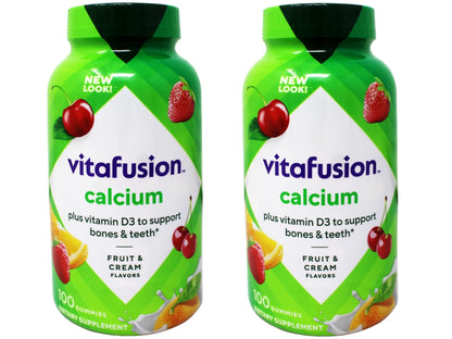 VitaFusion Calcium 500 mg Dietary Supplement Gummies Natural Fruit and Cream Flavors - 100 ct, Pack of 2 - dailyvitalstore