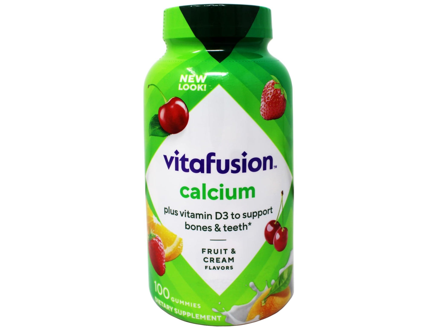 VitaFusion Calcium 500 mg Dietary Supplement Gummies Natural Fruit and Cream Flavors - 100 ct, Pack of 2 - dailyvitalstore