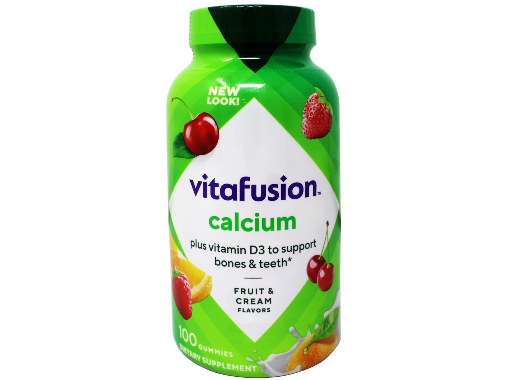 VitaFusion Calcium 500 mg Dietary Supplement Gummies Natural Fruit and Cream Flavors - 100 ct, Pack of 2 - dailyvitalstore