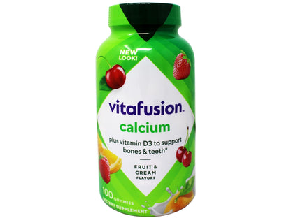 VitaFusion Calcium 500 mg Dietary Supplement Gummies Natural Fruit and Cream Flavors - 100 ct, Pack of 2 - dailyvitalstore