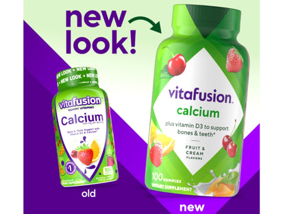 VitaFusion Calcium 500 mg Dietary Supplement Gummies Natural Fruit and Cream Flavors - 100 ct, Pack of 2 - dailyvitalstore