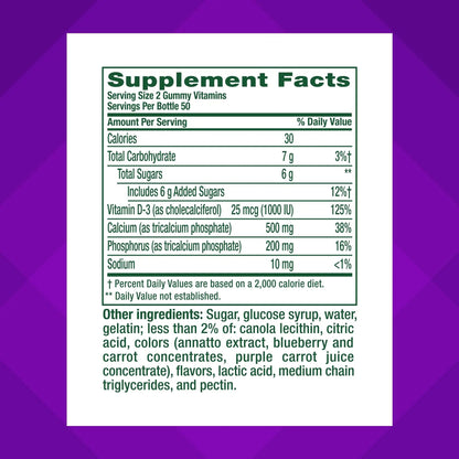 vitafusion Chewable Calcium Gummy Vitamins for Bone and Teeth Support, Calcium Gummies, Fruit and Cream Flavor, 100 Count, 50 Day Supply - dailyvitalstore