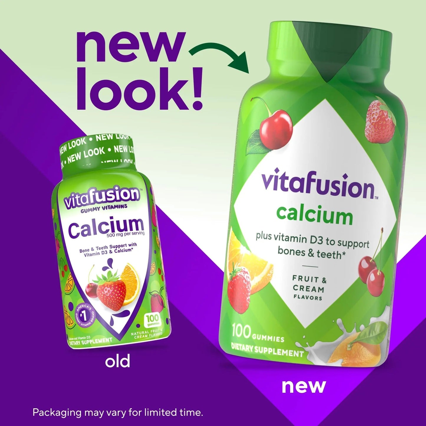vitafusion Chewable Calcium Gummy Vitamins for Bone and Teeth Support, Calcium Gummies, Fruit and Cream Flavor, 100 Count, 50 Day Supply - dailyvitalstore