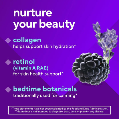 vitafusion Nighttime Skin Support (1), Beauty Supplement with Retinol (Vitamin A RAE), Collagen & Bedtime Botanicals - dailyvitalstore