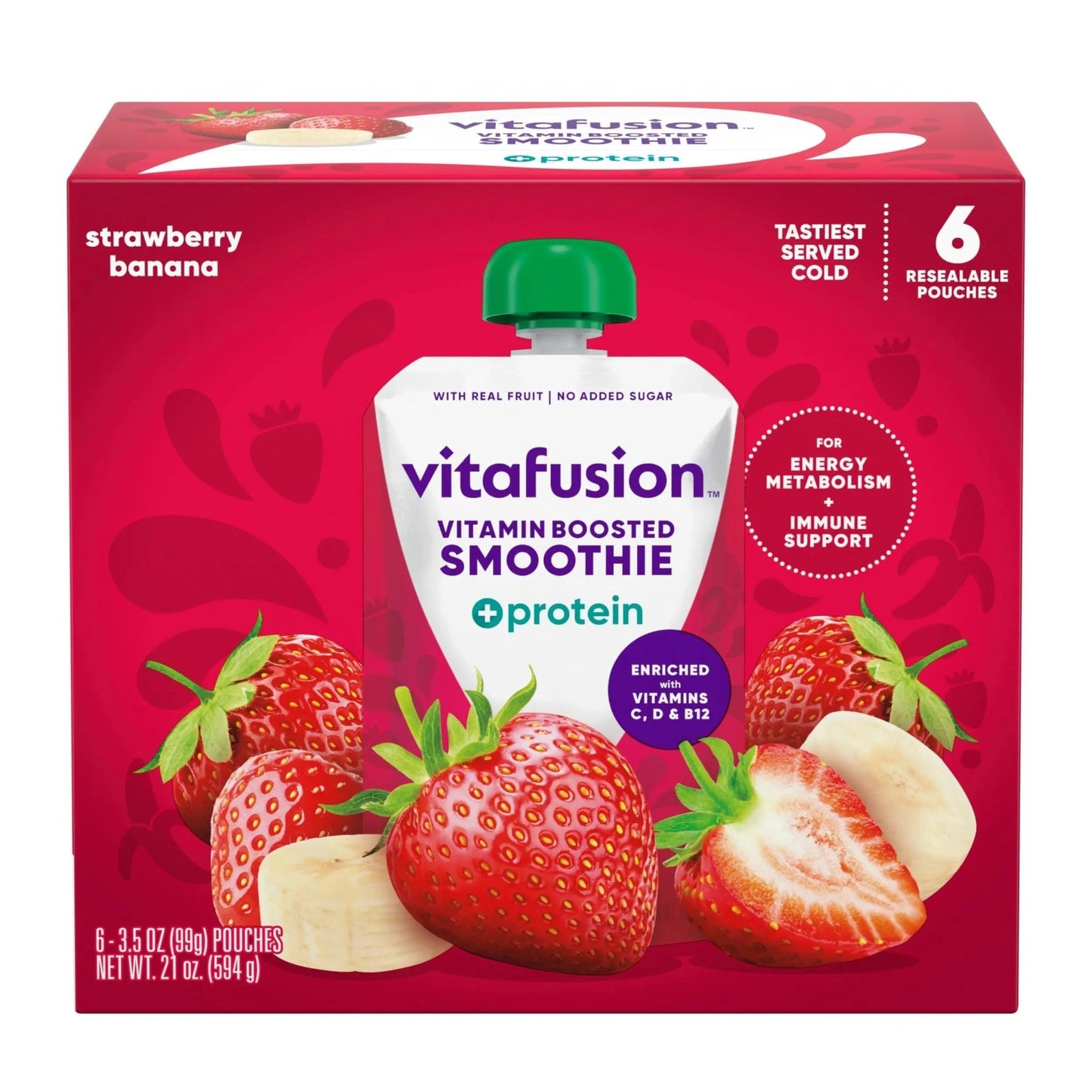 vitafusion Vitamin-Boosted Smoothie +Protein for Energy Metabolism and Immune Support, Strawberry Banana Flavor Excellent Source - dailyvitalstore
