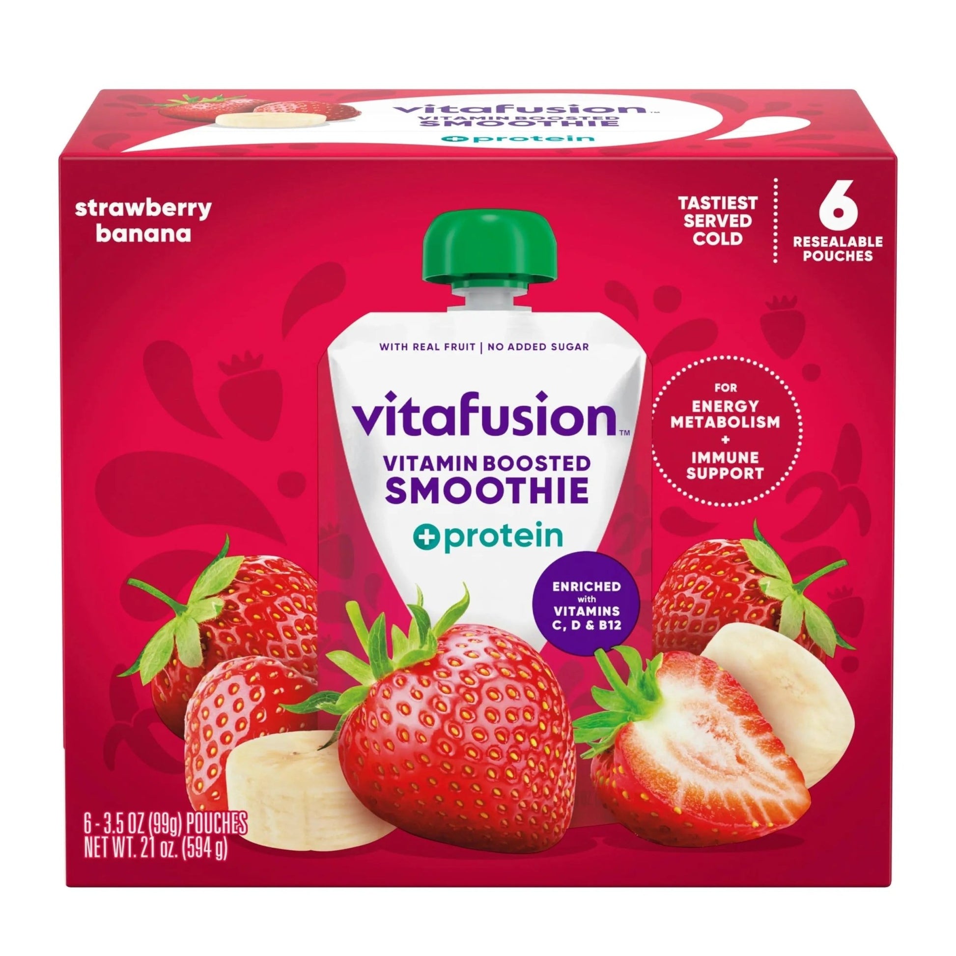 vitafusion Vitamin-Boosted Smoothie +Protein for Energy Metabolism and Immune Support, Strawberry Banana Flavor Excellent Source - dailyvitalstore