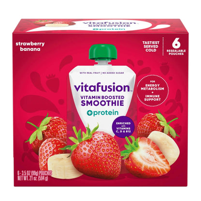 vitafusion Vitamin-Boosted Smoothie +Protein for Energy Metabolism and Immune Support, Strawberry Banana Flavor Excellent Source - dailyvitalstore