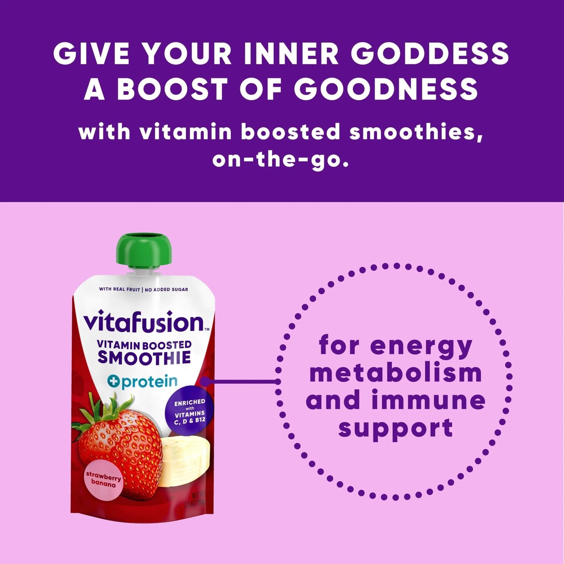 vitafusion Vitamin-Boosted Smoothie +Protein for Energy Metabolism and Immune Support, Strawberry Banana Flavor Excellent Source - dailyvitalstore