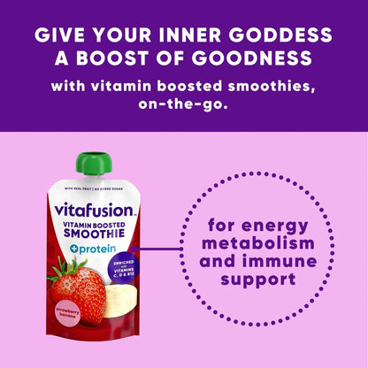 vitafusion Vitamin-Boosted Smoothie +Protein for Energy Metabolism and Immune Support, Strawberry Banana Flavor Excellent Source - dailyvitalstore