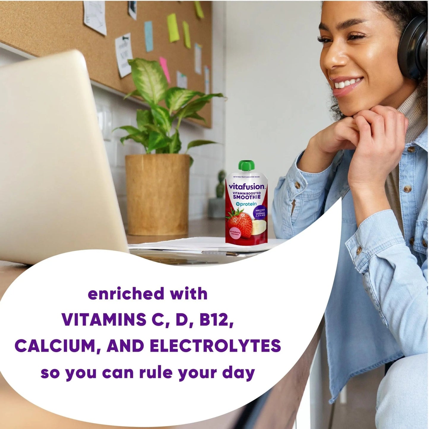 vitafusion Vitamin-Boosted Smoothie +Protein for Energy Metabolism and Immune Support, Strawberry Banana Flavor Excellent Source - dailyvitalstore
