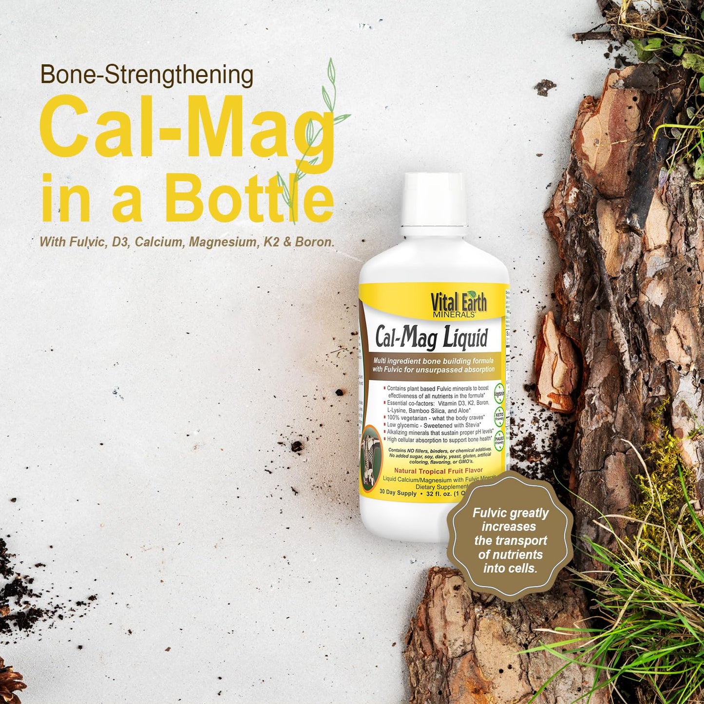 Vital Earth Minerals Bone & Wellness Support – Cal Mag Liquid + Super Multi, Liquid Multivitamins, MTHFR Support, 32 Oz Ea - dailyvitalstore