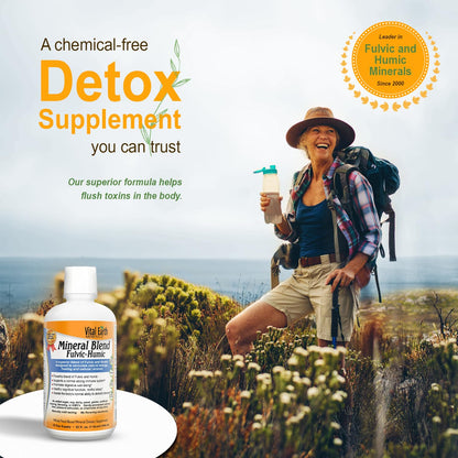 Vital Earth Minerals Detox and Wellness Support – Fulvic Humic Mineral Blend with 70+ Trace Minerals + Super Multi, Liquid Multivitamins, MTHFR Enhancement, 32 OZ Ea - dailyvitalstore