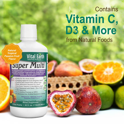 Vital Earth Minerals Detox and Wellness Support – Fulvic Humic Mineral Blend with 70+ Trace Minerals + Super Multi, Liquid Multivitamins, MTHFR Enhancement, 32 OZ Ea - dailyvitalstore