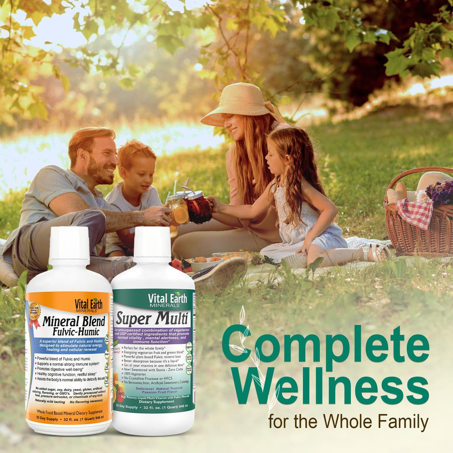 Vital Earth Minerals Detox and Wellness Support – Fulvic Humic Mineral Blend with 70+ Trace Minerals + Super Multi, Liquid Multivitamins, MTHFR Enhancement, 32 OZ Ea - dailyvitalstore