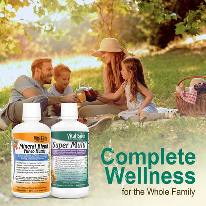 Vital Earth Minerals Detox and Wellness Support – Fulvic Humic Mineral Blend with 70+ Trace Minerals + Super Multi, Liquid Multivitamins, MTHFR Enhancement, 32 OZ Ea - dailyvitalstore