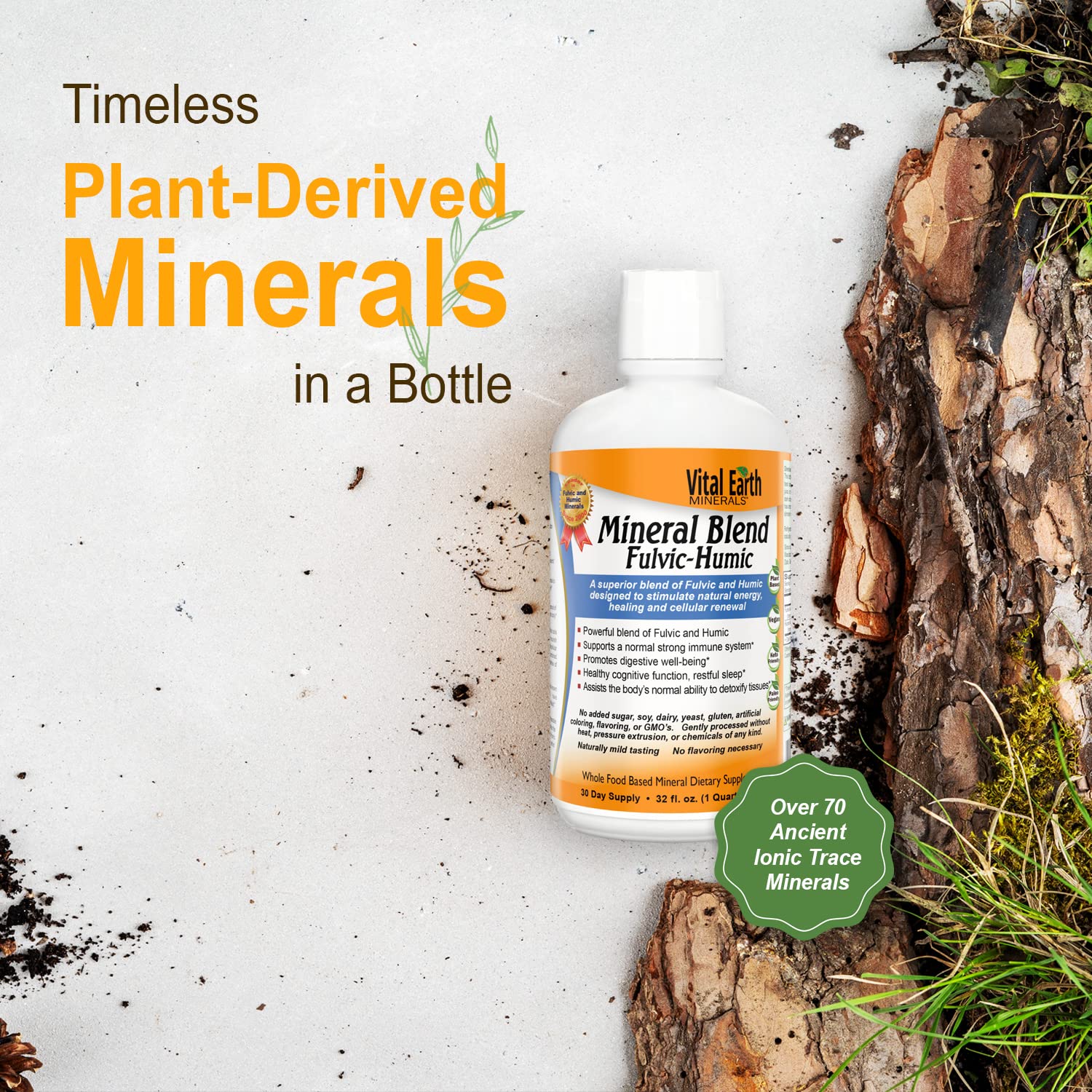 Vital Earth Minerals Fulvic Humic Mineral Blend Liquid – Fulvic Acid Supplement with 70+ Trace Minerals, Electrolytes for Recovery - dailyvitalstore