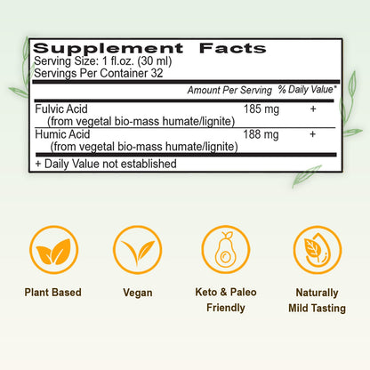 Vital Earth Minerals Fulvic Humic Mineral Blend Liquid – Fulvic Acid Supplement with 70+ Trace Minerals, Electrolytes for Recovery - dailyvitalstore