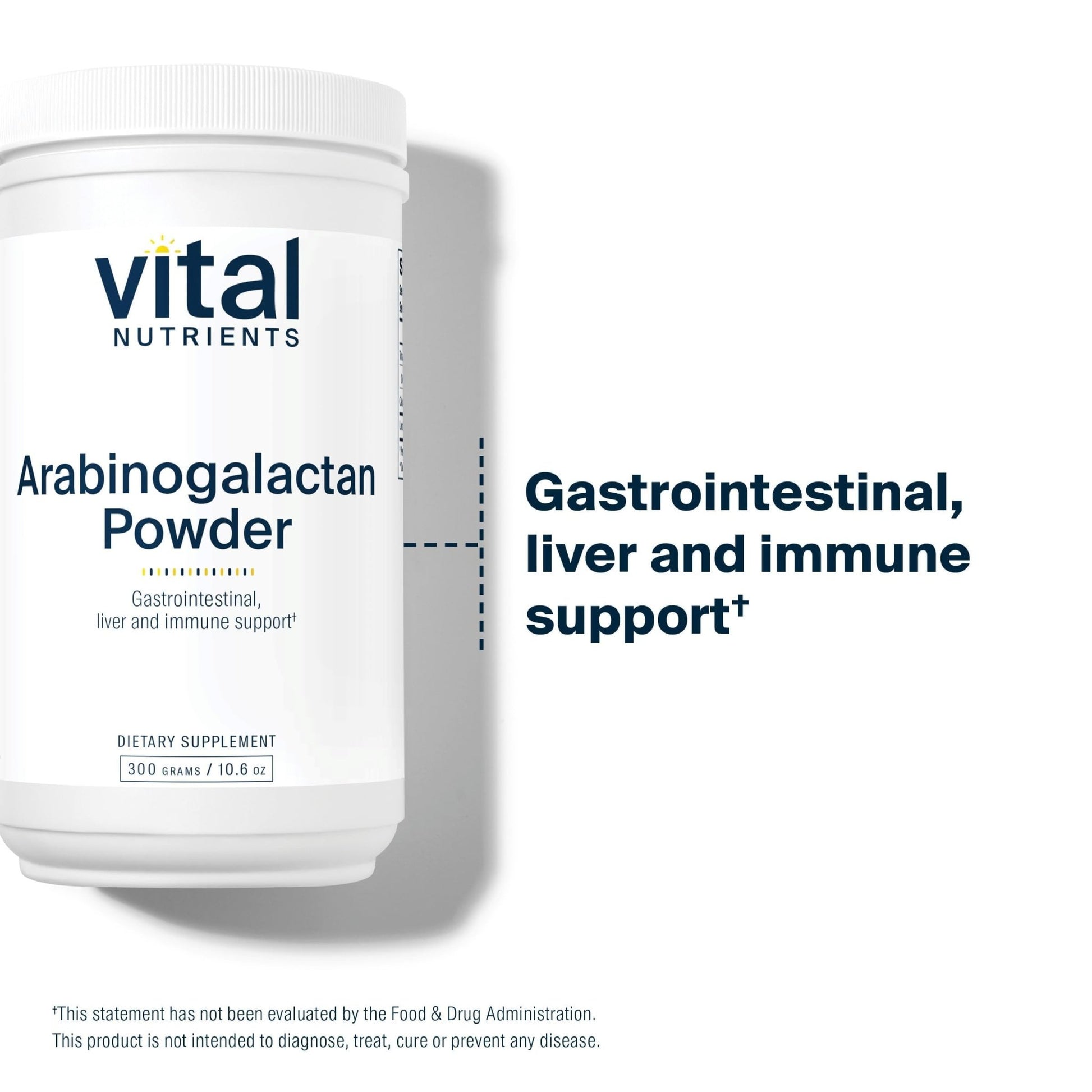 Vital Nutrients Arabinogalactan Powder - Vegan Prebiotic Fiber Supplement for GI Health, Liver, and Immune Support - dailyvitalstore