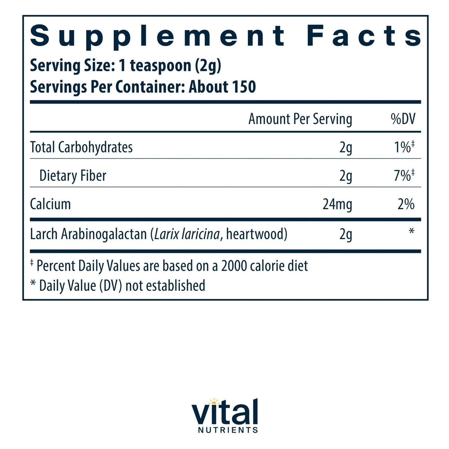 Vital Nutrients Arabinogalactan Powder - Vegan Prebiotic Fiber Supplement for GI Health, Liver, and Immune Support - dailyvitalstore