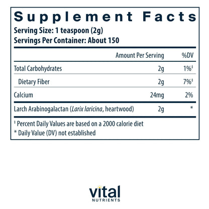 Vital Nutrients Arabinogalactan Powder - Vegan Prebiotic Fiber Supplement for GI Health, Liver, and Immune Support - dailyvitalstore