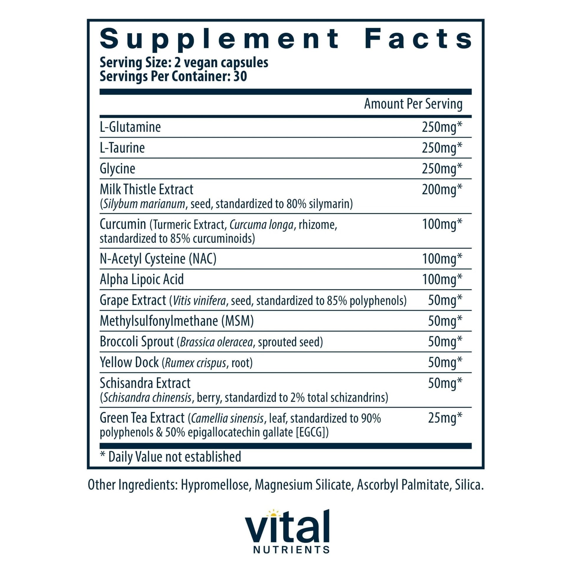Vital Nutrients Detox Formula - Vegan Liver Detox - Antioxidant Supplement Promotes Liver & Detoxification Support - Gluten, Dairy, Soy Free - Non-GMO - 60 Capsules - dailyvitalstore
