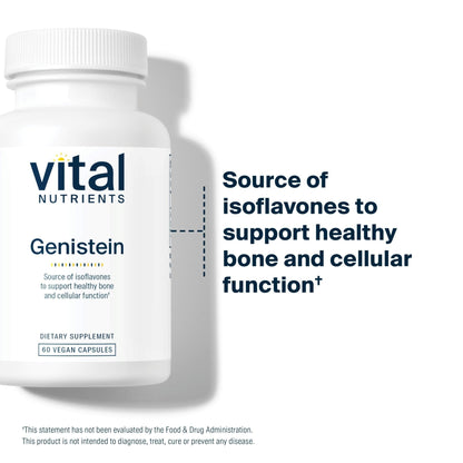 Vital Nutrients Genistein - Easily Absorbed Isoflavones for Bone Health Support* - Vegan Supplement - Gluten and Dairy Free - Non-GMO - 60 Capsules - dailyvitalstore